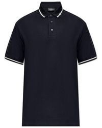 Emporio Armani - Stripe Detailed Short-Sleeved Polo Shirt - Lyst
