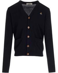 Vivienne Westwood - Orb Logo Embroidered V-Neck Cardigan - Lyst
