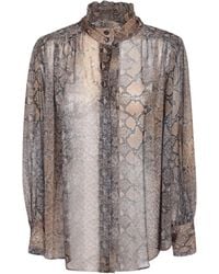 Loulou de Saison - Snake-Print Ruffled Shirt - Lyst