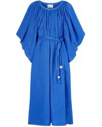 Lisa Marie Fernandez - Embellished Belted Crinkled Linen-Blend Gauze Midi Dress - Lyst