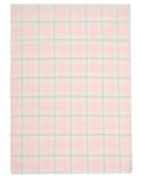 Burberry - Wide Embellished Check Wool Silk Blend Scarf - Lyst