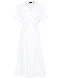 Theory - Tied Fastened Short-Sleeved Midi Dress - Lyst
