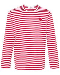 COMME DES GARÇONS PLAY - Logo Striped Cotton T-Shirt - Lyst