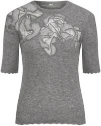 Ermanno Scervino - Floral-Appliqué Ribbed T-Shirt - Lyst