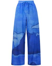 Donde Esteban - Printed Cotton-Voile Wide-Leg Pants - Lyst
