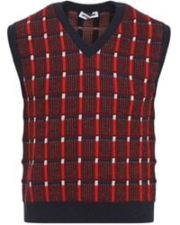 Jil Sander - Checked Sleeveless Knitted Top - Lyst
