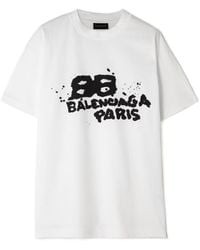 Balenciaga - T-Shirt Hand Drawn Bb Icon Medium Fit - Lyst