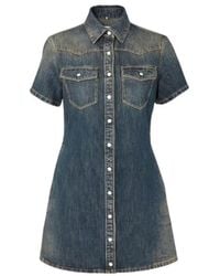 Fendi - Washed Denim Short Dress - Lyst