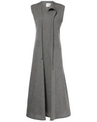 Jil Sander - Tie-Neck Virgin Wool Canvas Midi Dress - Lyst