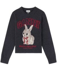Ganni - Rabbit Graphic Crewneck Jumper - Lyst