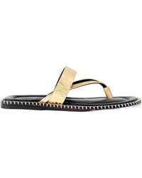 Dries Van Noten - Metallic Triple-Strap Flip-Flops - Lyst