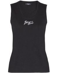Balmain - Brushed Logo Printed Relaxed Tank Top - Lyst