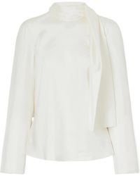 Rohe - Tie-Detailed Silk-Satin Blouse - Lyst