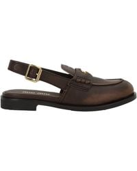 Miu Miu - Logo Slingback Flat Mules - Lyst