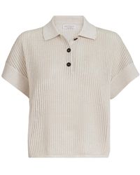 Brunello Cucinelli - Ribbed Polo Top - Lyst