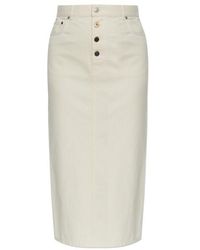 Moschino - Logo Patch Denim Midi Skirt - Lyst