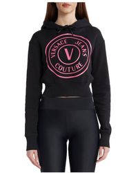Versace Jeans Couture - Couture Logo Printed Drawstring Cropped Hoodie - Lyst