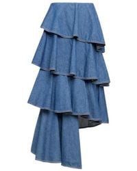 Alaïa - Denim Spiral Skirt - Lyst