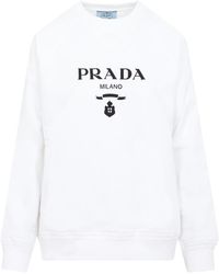 Prada - Logo-Print Cotton Sweatshirt - Lyst