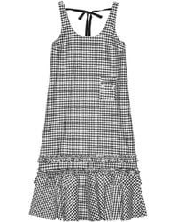 Ganni - Checked Sleeveless Midi Dress - Lyst