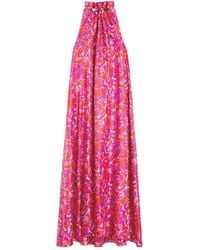 Max Mara - Silk Twill Printed Midi Dress - Lyst