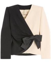 Valentino - Wool Crepe Jacket With Contrasting Bow - Lyst