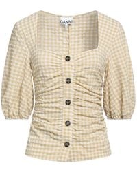 Ganni - Plaid Pleated Top - Lyst