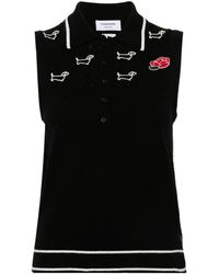 Thom Browne - Hector-Embroidered Knitted Polo Top - Lyst