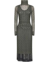 Dries Van Noten - High-Neck Long-Sleeved Gathered Dress - Lyst