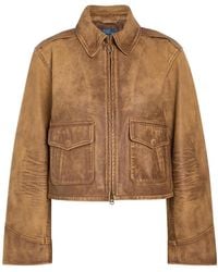 Polo Ralph Lauren - Cropped Distressed Leather Jacket - Lyst