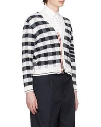Thom Browne - 4-Bar Stripe Gingham-Check Cardigan - Lyst