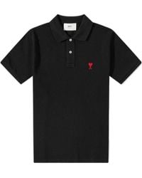 Ami Paris - Ami De Coeur Logo Embroidered Short-Sleeved Polo Shirt - Lyst