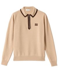 Miu Miu - Wool And Cashmere Polo Sweater - Lyst