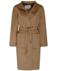 Max Mara - Logo Long-Sleeved Coat - Lyst