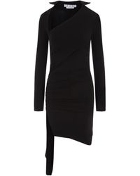 Off-White c/o Virgil Abloh - Asymmetric Ruched Long-Sleeved Mini Dress - Lyst