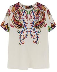 Etro - Paisey-Print Crewneck T-Shirt - Lyst
