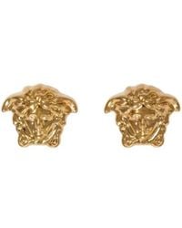 Versace - Medusa Stud Logo Engraved Earrings - Lyst