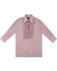 Gucci - Cotton Muslin Shirt With Ruffle Trim - Lyst
