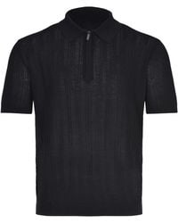 Emporio Armani - Half-Zipped Short-Sleeved Knitted Polo Shirt - Lyst