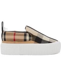 Burberry - Check-Pattern Slip-On Trainers - Lyst