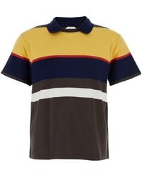 Versace - Striped Short-Sleeved Polo Shirt - Lyst