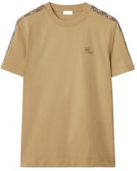 Burberry - Check Trim Crewneck T-Shirt - Lyst