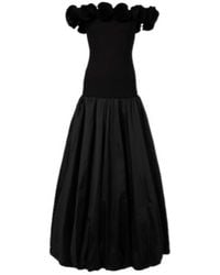 ROTATE BIRGER CHRISTENSEN - Floral-Appliqué Off-Shoulder Crêpe Maxi Dress - Lyst