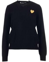 COMME DES GARÇONS PLAY - Long Sleeve V-Neck Sweater - Lyst
