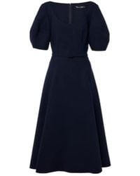 Oscar de la Renta - Puff-Sleeve Wool-Blend Midi Dress - Lyst