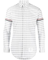 Thom Browne - Rwb-Striped Gingham Buttoned Shirt - Lyst