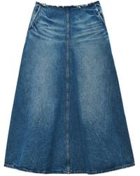 Alexander Wang - Logo Patch A-Line Denim Skirt - Lyst