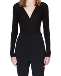 Mugler - Knitted Button-Front Bodysuit - Lyst