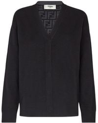 Fendi - Long Sleeved V-Neck Cardigan - Lyst