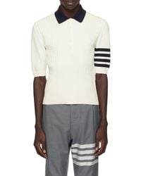 Thom Browne - 4-Bar Intarsia-Knit Polo Shirt - Lyst